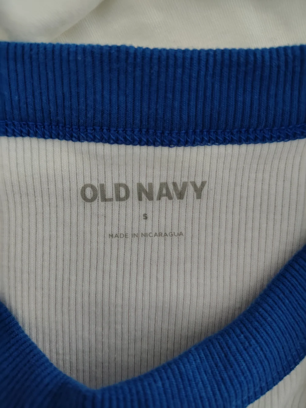 Old Navy White and Blue 'Enjoy Life' Graphic Ribbed Tank